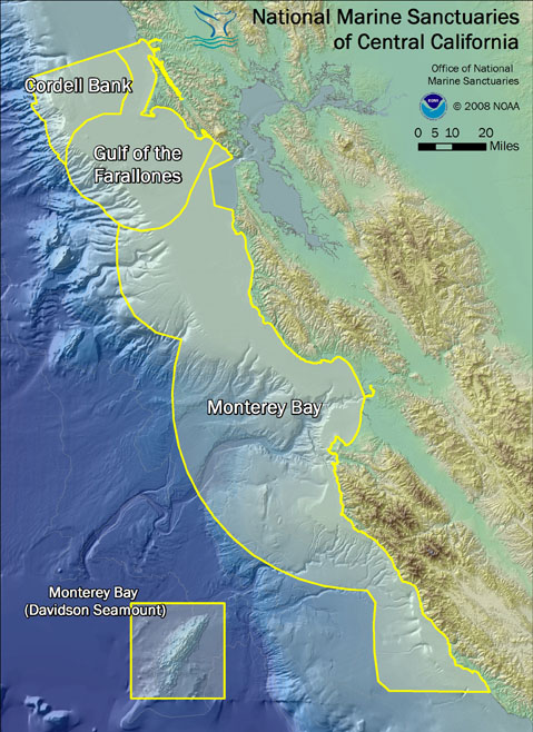 Mappa dei santuari marini della California centrale