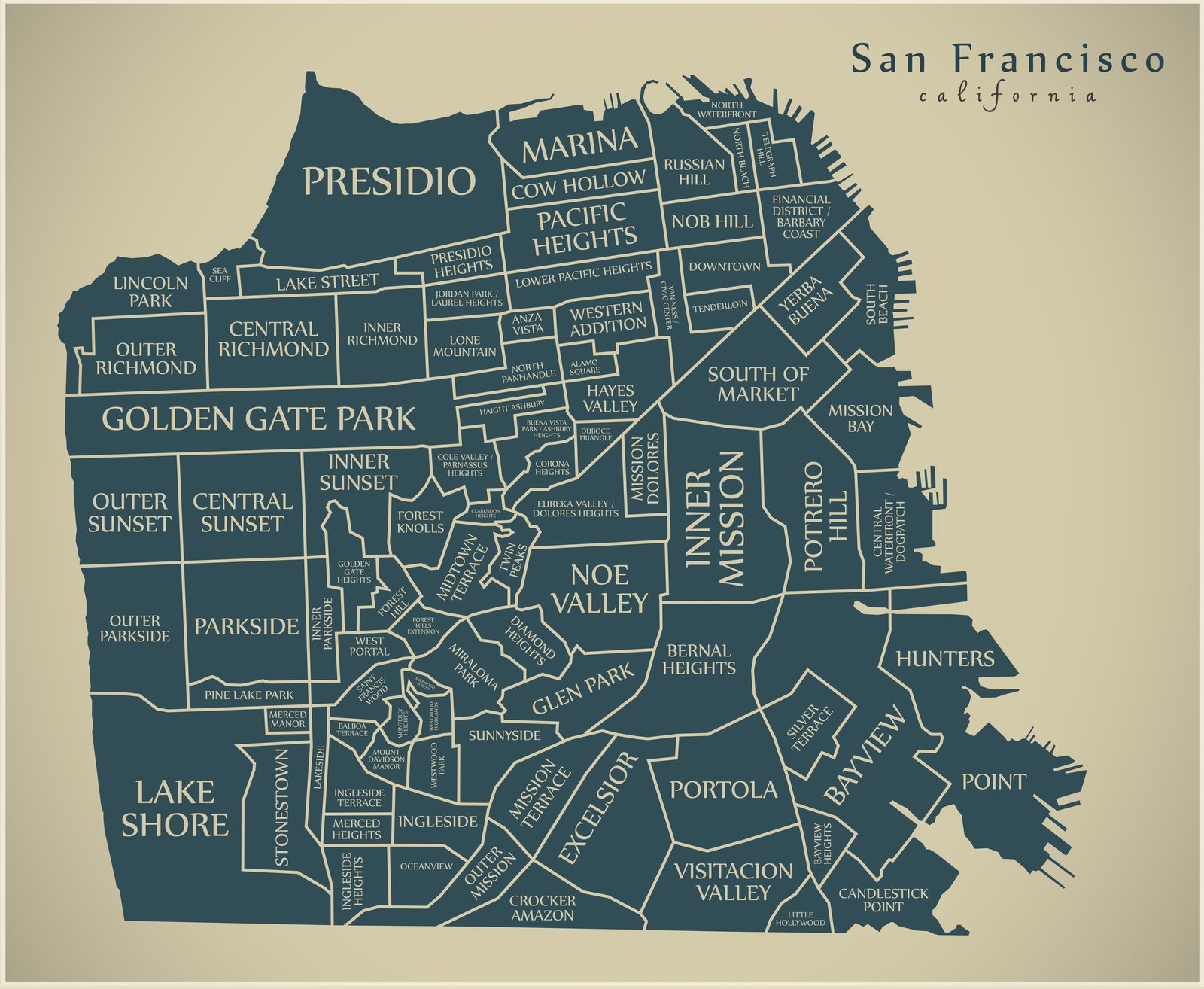 Mappa dei quartieri di San Francisco
